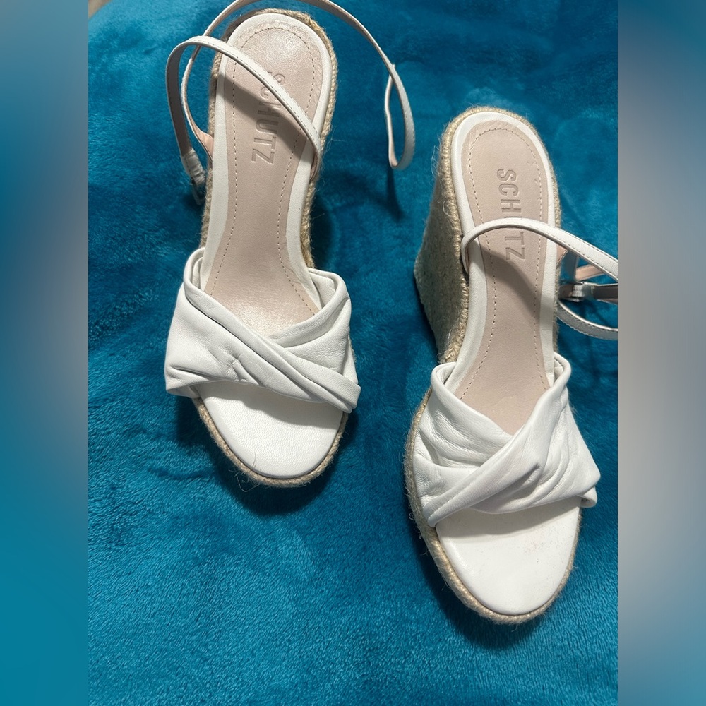 Schutz White Wedges Never worn